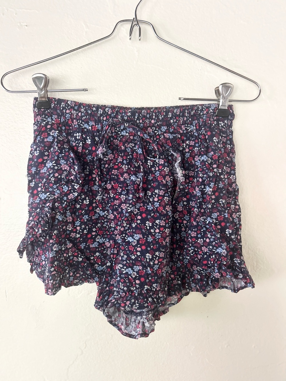 Vintage Y2K Blue Floral Frilly Bloomer Shorts XS